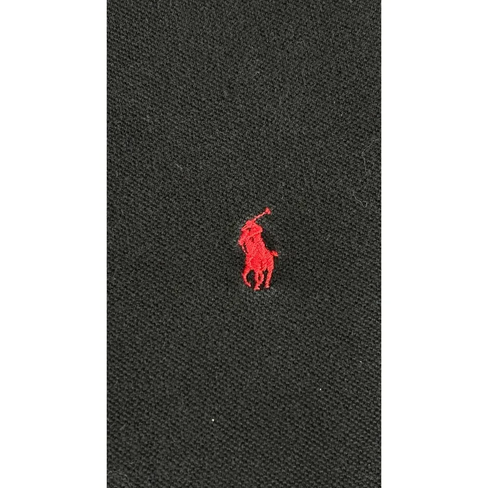 Polo Ralph Lauren Mens XL Black Long Sleeve Cotton Polo Shirt Collared Pony Logo